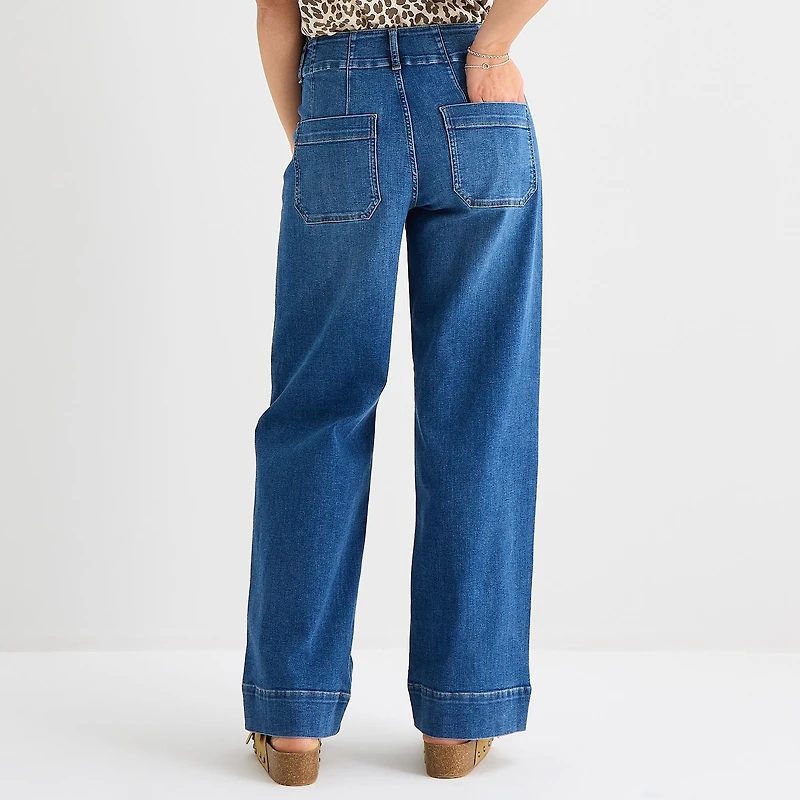 a.n.a Patch Pocket Womens Highest Rise Wide Leg Jean