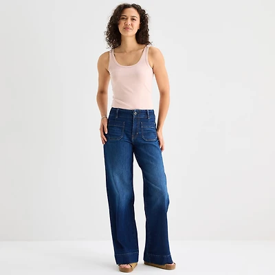 a.n.a Patch Pocket Womens Highest Rise Wide Leg Jean