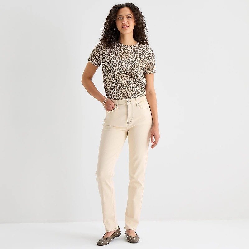 a.n.a Womens High Rise Straight Leg Slim Fit Jean