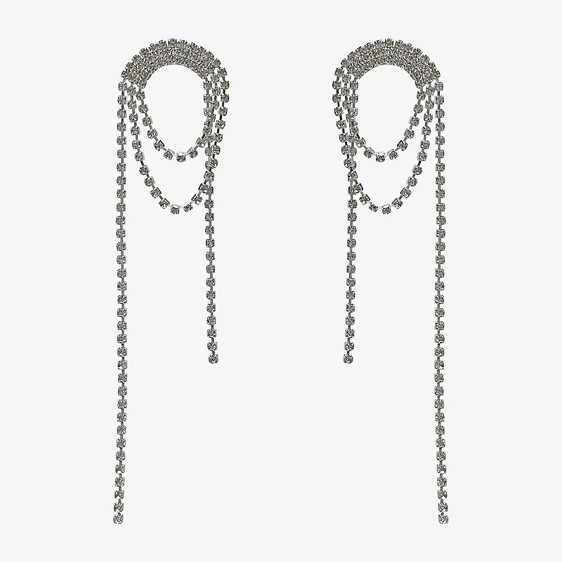 Bijoux Bar Silver Tone Womens Glass Drop Earrings