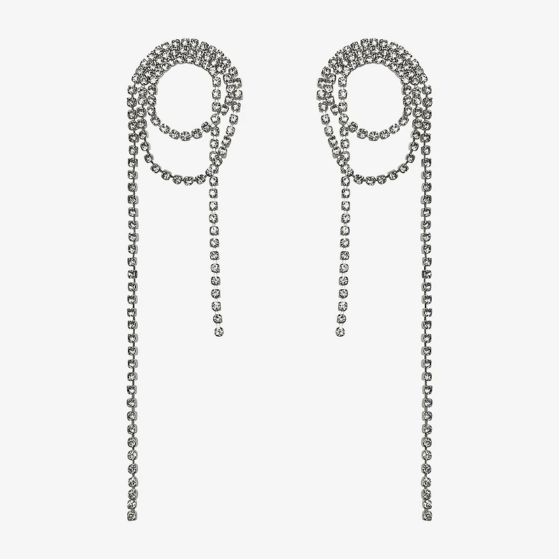 Bijoux Bar Silver Tone Womens Glass Drop Earrings