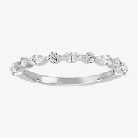 (H-I / Si1-Si2) Womens 1/2 CT. T.W. Lab Grown White Diamond 10K Gold Marquise Wedding Band
