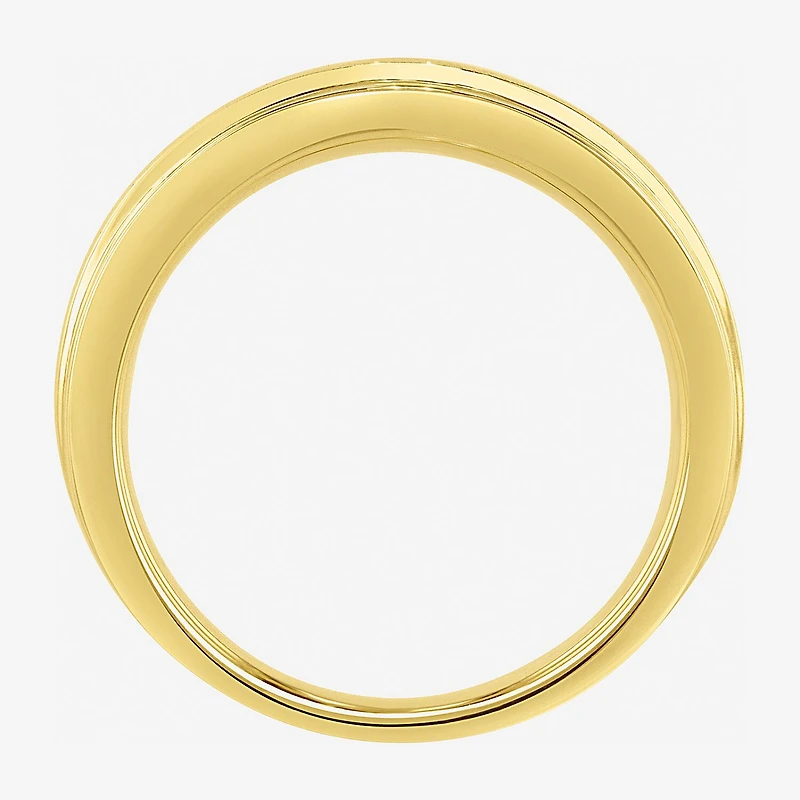 (H-I / I2-I3) Mens 1/10 CT. T.W. Natural White Diamond 14K Gold Over Silver Wedding Band