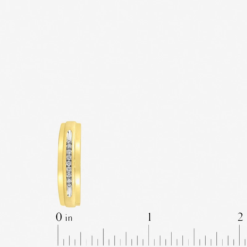 (H-I / I2-I3) Mens 1/10 CT. T.W. Natural White Diamond 14K Gold Over Silver Wedding Band