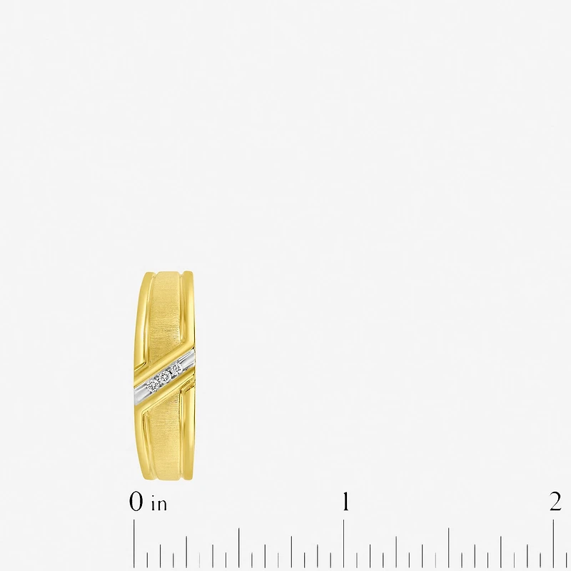 H-I / I2-I3) Mens Diamond Accent Natural White 14K Gold Over Silver Wedding Band