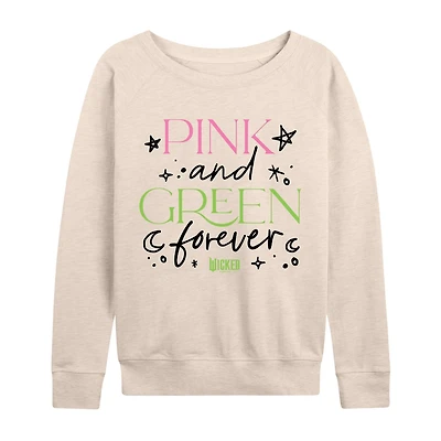 Wicked Pink And Green Womens Boat Neck Long Sleeve Regular Fit Graphic T-Shirt