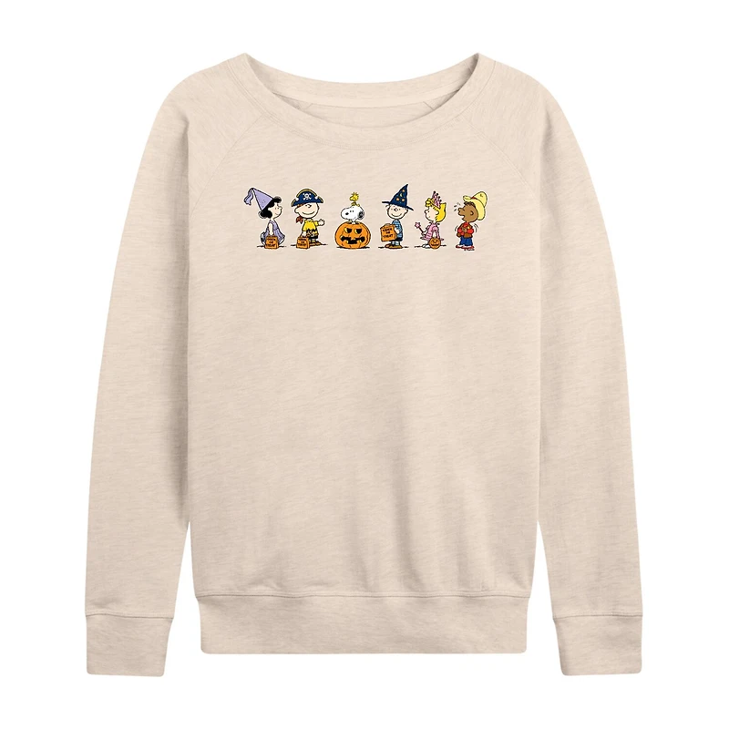 Peanuts Halloween Trick Or Treat Costumes Womens Round Neck Long Sleeve Regular Fit Graphic T-Shirt