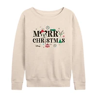 Mickey Mrry Chrstms Womens Boat Neck Long Sleeve Regular Fit and Friends Graphic T-Shirt