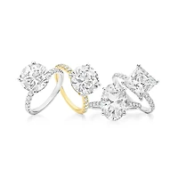 (G-H / Si1-Si2) Womens 5 1/2 CT. T.W. Lab Grown White Diamond 14K Gold Round Side Stone Engagement Ring