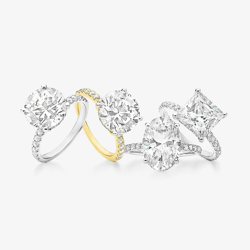 (G-H / Si1-Si2) Womens 5 1/2 CT. T.W. Lab Grown White Diamond 14K Gold Side Stone Engagement Ring