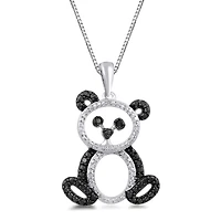 Panda Womens 1/10 CT. T.W. Natural Black Diamond Sterling Silver 18 Inch Pendant Necklace