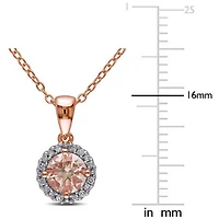 Womens 1/10 CT. T.W. Genuine Pink Morganite 18K Rose Gold Over Silver 18 Inch Pendant Necklace