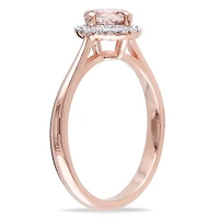 Womens 1/10 CT. T.W. Genuine Pink Morganite 18K Rose Gold Over Silver Cocktail Ring