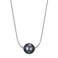 Womens Dyed Black Cultured Freshwater Pearl Sterling Silver 18 Inch Pendant Necklace