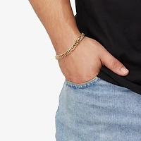 Mens 14K Gold 9 Inch Hollow Curb Chain Bracelet