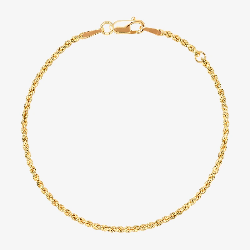 14K Gold 5 1/2 Inch Hollow Rope Chain Bracelet