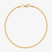 14K Gold 5 1/2 Inch Hollow Rope Chain Bracelet