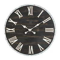 Glitzhome Oversized Farmhouse Wooden & Galvanized Wall Clock