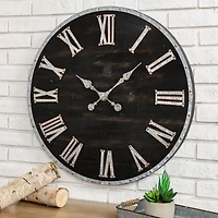 Glitzhome Oversized Farmhouse Wooden & Galvanized Wall Clock