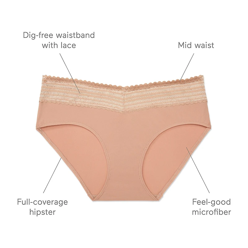 Warners® No Pinching, Problems® Dig-Free Comfort Waist with Lace Microfiber Hipster 5609J