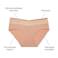 Warners® No Pinching, Problems® Dig-Free Comfort Waist with Lace Microfiber Hipster 5609J