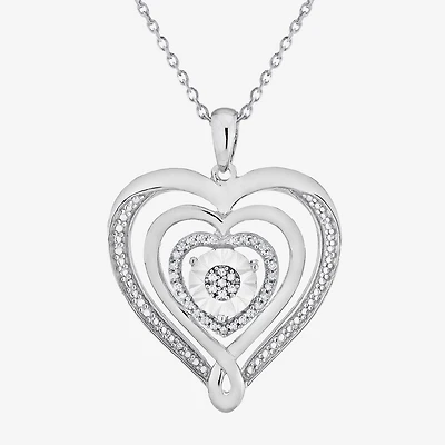 Limited Quantities! Womens 1/ CT. T.W. Natural White Diamond Sterling Silver Heart 18 Inch Pendant Necklace