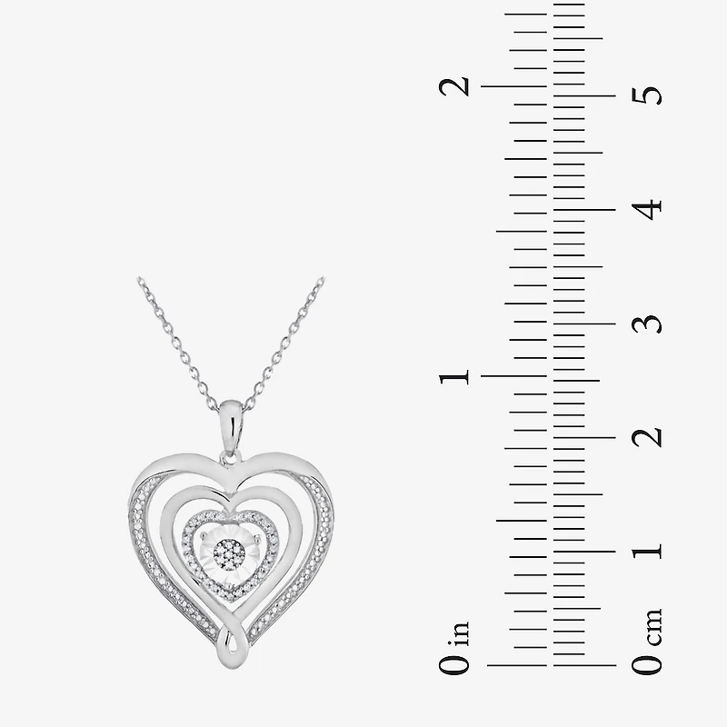 Limited Quantities! Womens 1/10 CT. T.W. Natural White Diamond Sterling Silver Heart 18 Inch Pendant Necklace