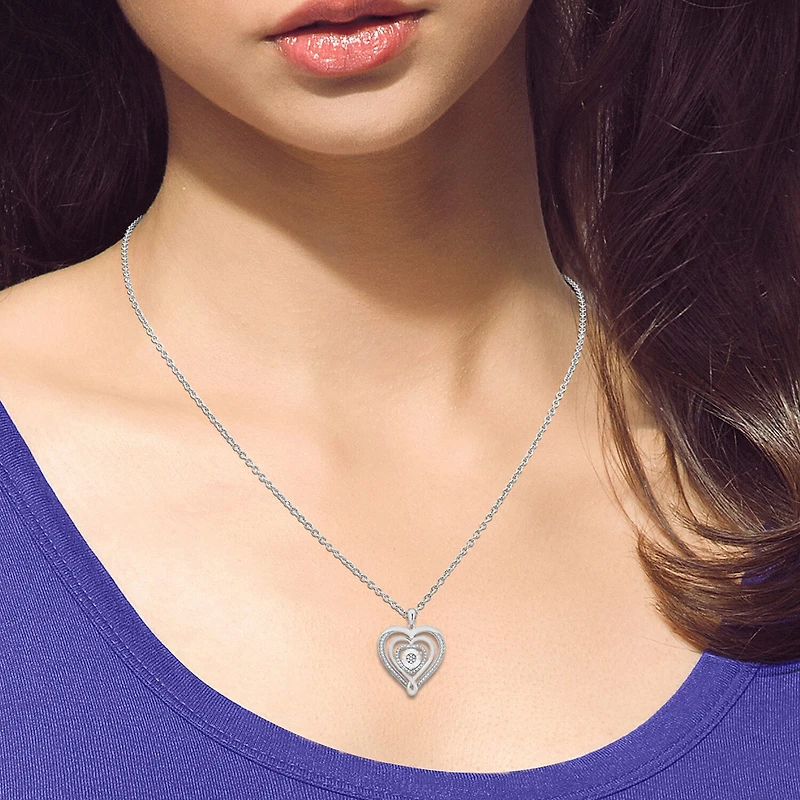 Limited Quantities! Womens 1/10 CT. T.W. Natural White Diamond Sterling Silver Heart 18 Inch Pendant Necklace