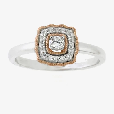 Limited Quantities! Womens 1/6 CT. T.W. Natural White Diamond 10K Rose Gold Over Silver Sterling Silver Band