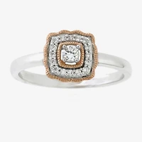 Limited Quantities! Womens 1/6 CT. T.W. Natural White Diamond 10K Rose Gold Over Silver Sterling Silver Band
