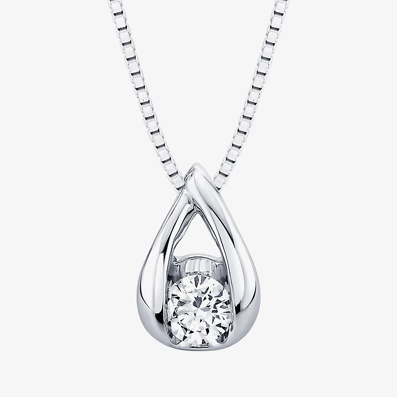 Womens 1/10 CT. Natural White Diamond 14K Gold 18 Inch Pendant Necklace