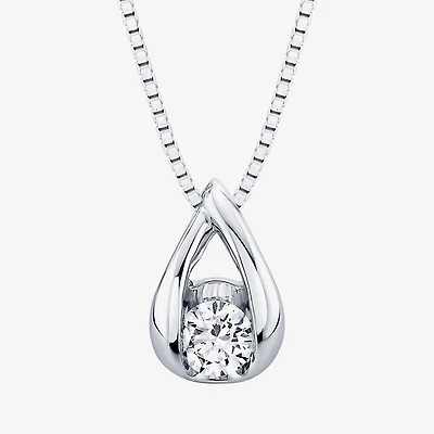 Womens 1/10 CT. Natural White Diamond 14K Gold 18 Inch Pendant Necklace
