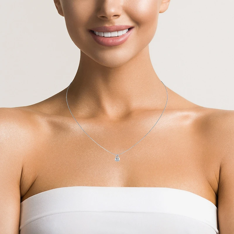 Womens 1/10 CT. Natural White Diamond 14K Gold 18 Inch Pendant Necklace