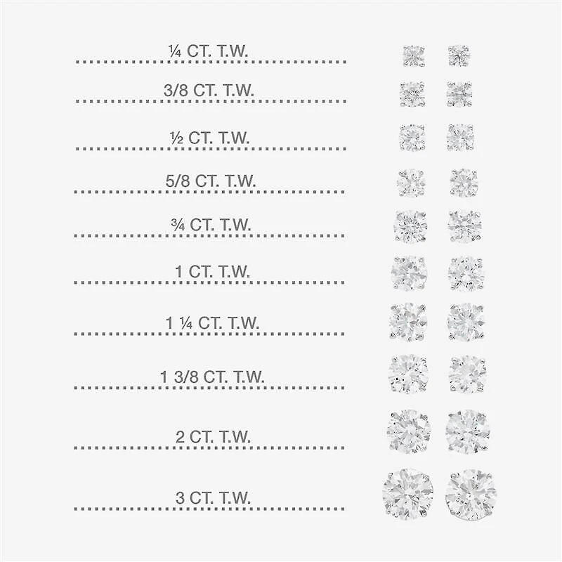 Ever Star (G / VS2) 1 CT. T.W. Lab Grown White Diamond 14K Gold 5.2mm Round Stud Earrings