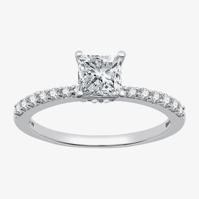 I Said Yes (G / Si1-Si2) Womens 1 CT. T.W. Lab Grown White Diamond Sterling Silver Side Stone Engagement Ring