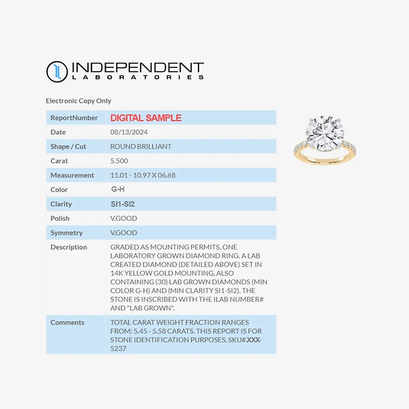(G-H / Si1-Si2) Womens 5 1/2 CT. T.W. Lab Grown White Diamond 14K Gold Round Side Stone Engagement Ring