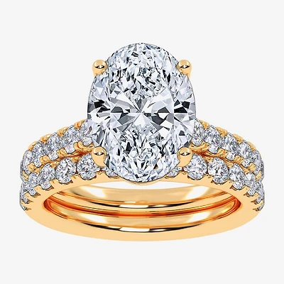 Signature By Modern Bride (G-H / Si1-Si2) Womens 4 CT. T.W. Lab Grown White Diamond 14K Gold Oval Bridal Set