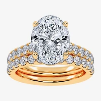 Signature By Modern Bride (G-H / Si1-Si2) Womens 4 CT. T.W. Lab Grown White Diamond 14K Gold Oval Bridal Set