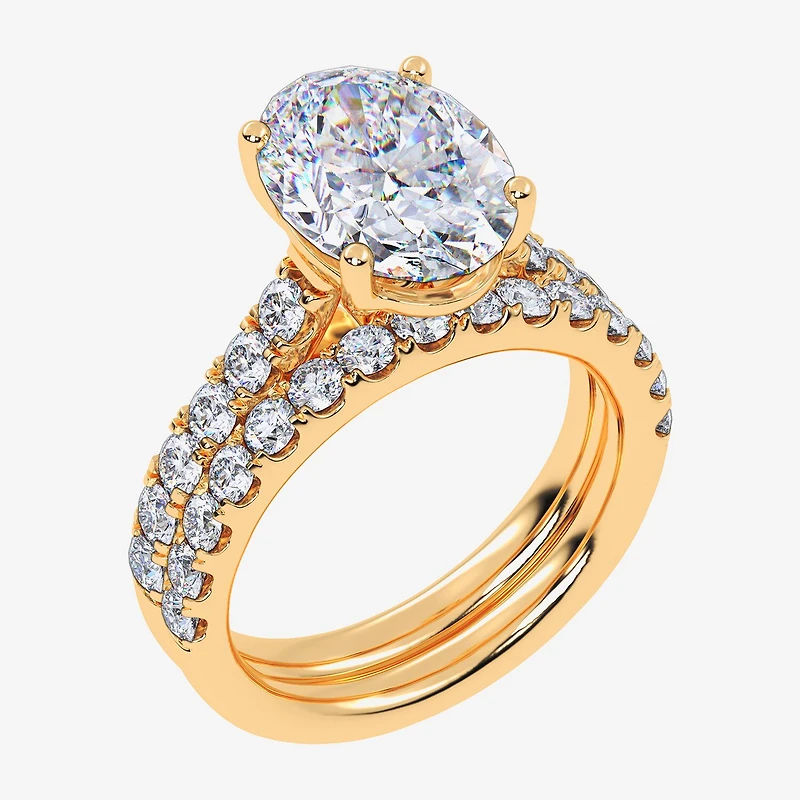 Signature By Modern Bride (G-H / Si1-Si2) Womens 4 CT. T.W. Lab Grown White Diamond 14K Gold Oval Bridal Set