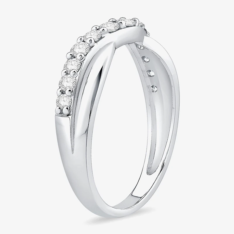 4MM 1/2 CT.T.W. Natural Diamond 10K or 14K White Gold Curved Wedding Band