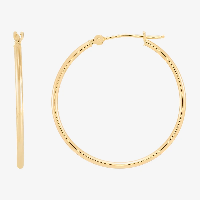 Womens 14K Gold 28mm Round Hoop Earrings