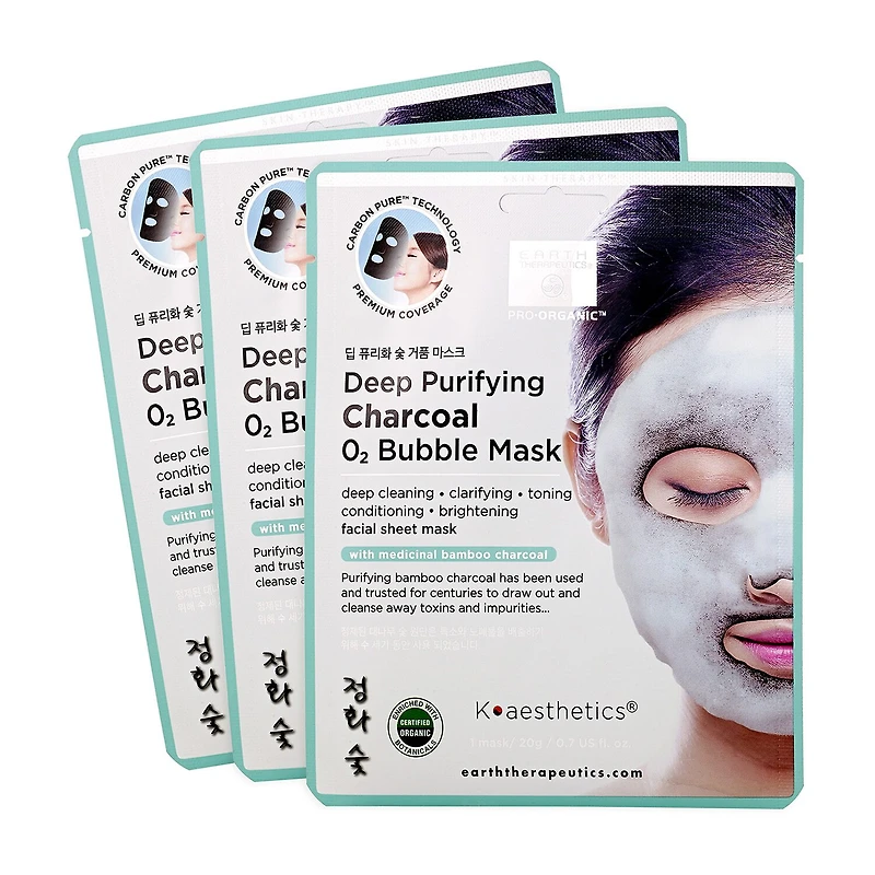 Earth Therapeutics 3 Pack Deep Purifying Charcoal Mask