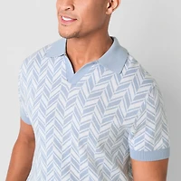 J. Ferrar Johnny Collar Mens Short Sleeve Button Polo Sweater