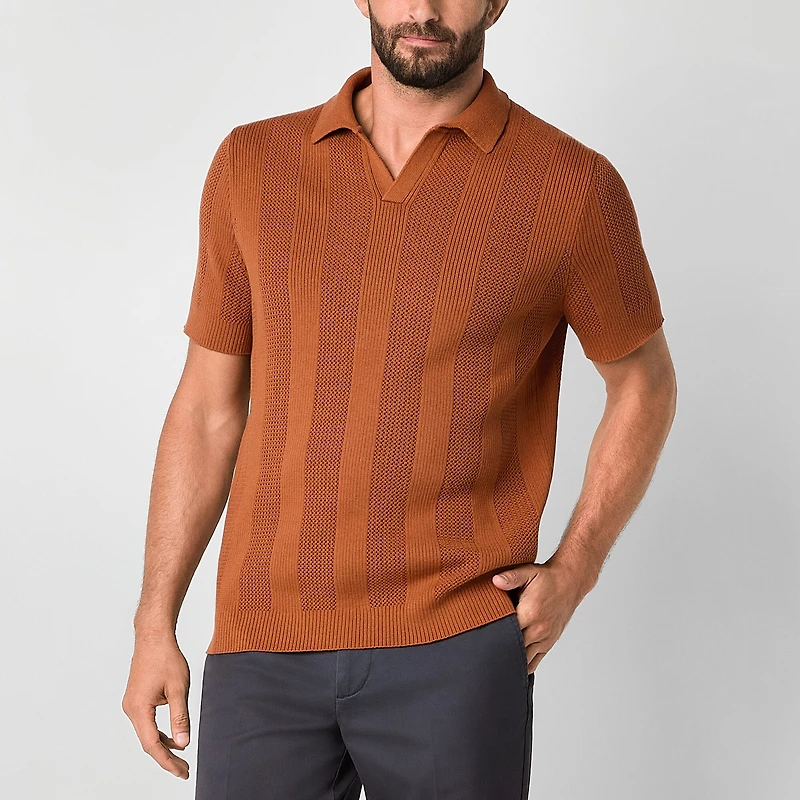 Stafford Johnny Collar Mens Short Sleeve Polo Sweater