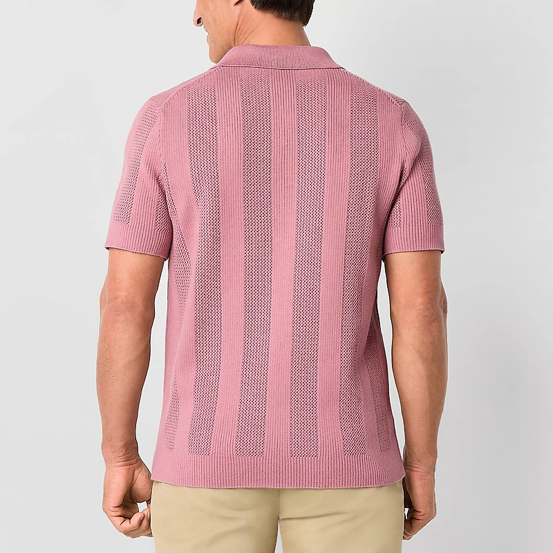 Stafford Johnny Collar Mens Short Sleeve Polo Sweater