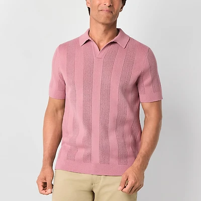 Stafford Johnny Collar Mens Short Sleeve Polo Sweater