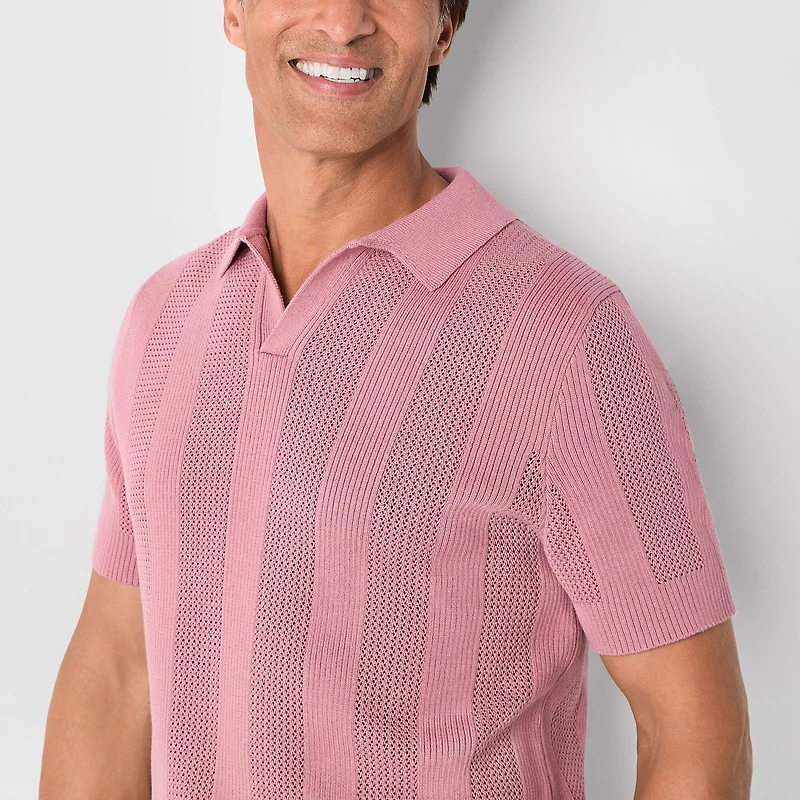 Stafford Johnny Collar Mens Short Sleeve Polo Sweater