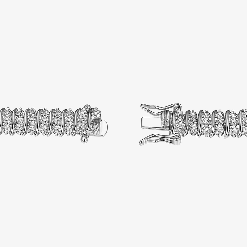 Sparkle Allure Womens Natural Diamond Accent Pure Silver Over Bronze 7.25 Inch Tennis Bracelet