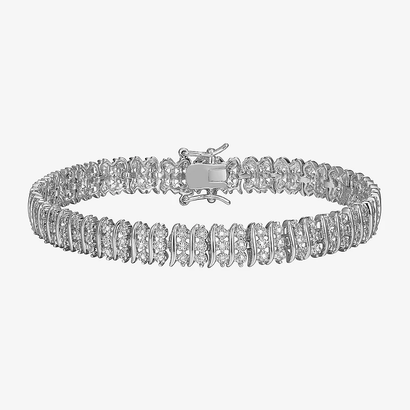 Sparkle Allure Womens Natural Diamond Accent Pure Silver Over Bronze 7.25 Inch Tennis Bracelet