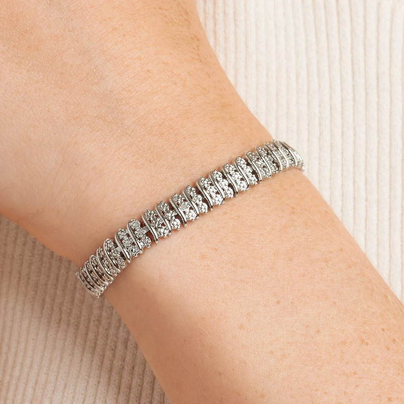 Sparkle Allure Womens Natural Diamond Accent Pure Silver Over Bronze 7.25 Inch Tennis Bracelet